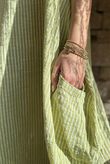 Salcombe Chalk Stripe Cotton Cocoon Dress Soft Olive